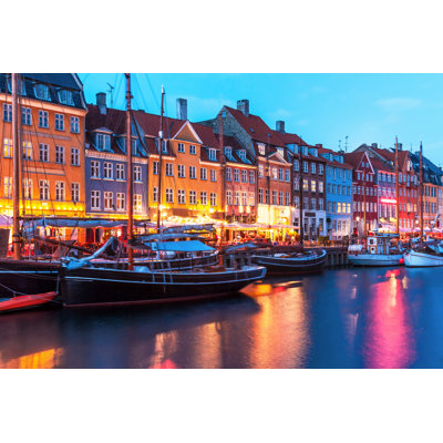 Ingrassellino Evening Scenery Of Nyhavn by Scanrail - Wrapped Canvas Print