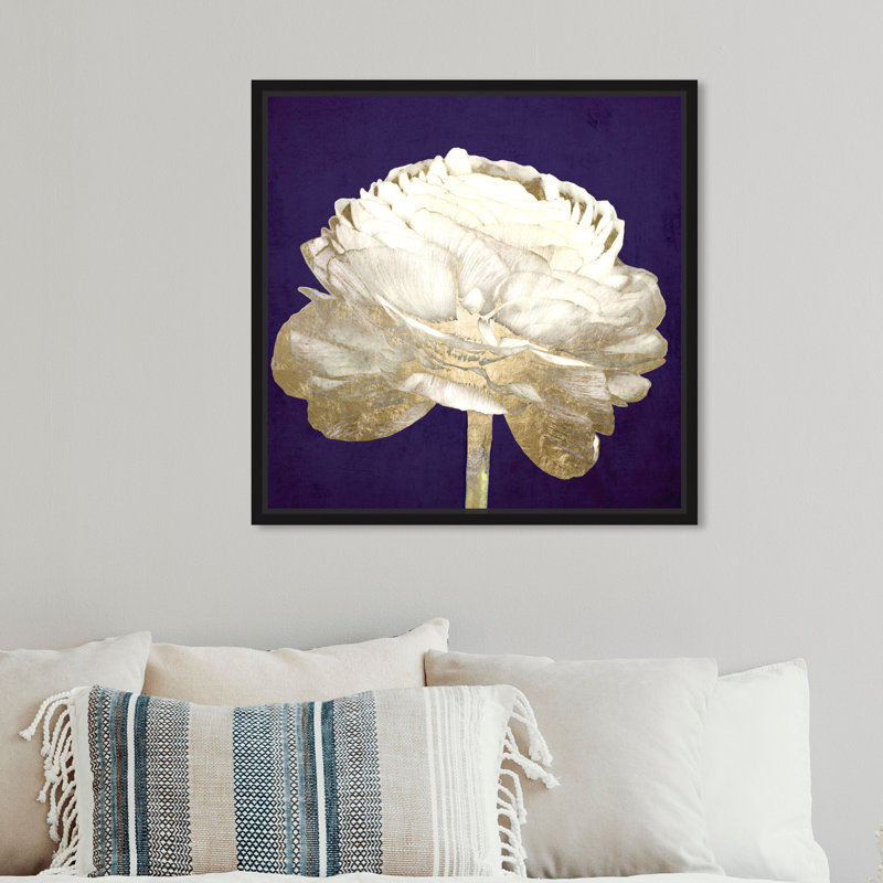 Violet violet, fleur de luxe - impression, H 12 po x l 12 po, Toile flottante noire