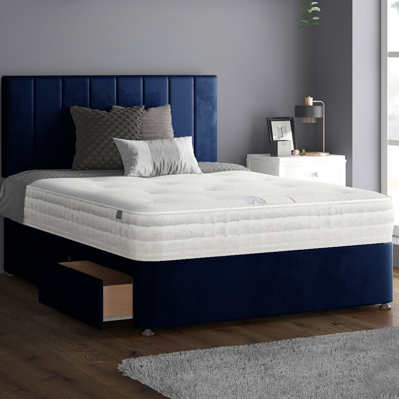 Ohioville Divan Bed Base, Kingsize (5'), Royal Blue, 4 Drawers