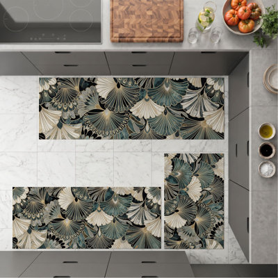 Tropical Leaf Non-Slip Washable Kitchen Mats