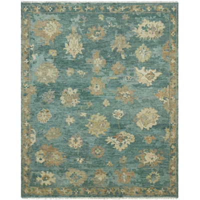 Hari Seafoam Bloom Wool Hand-Knotted Area Rug