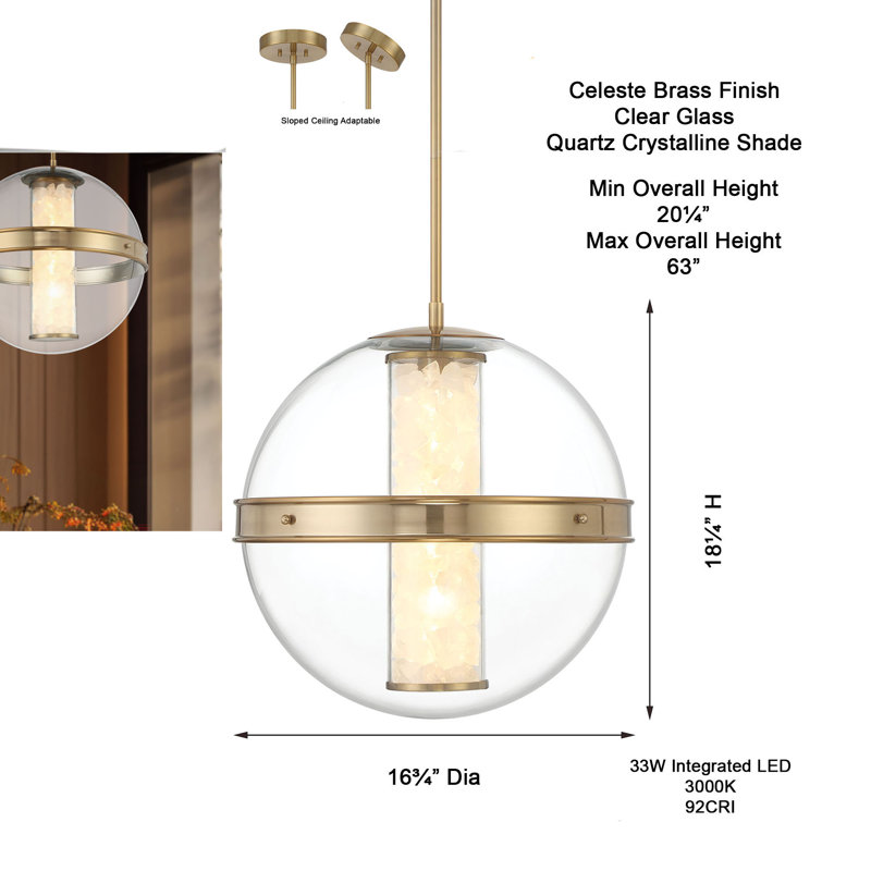 Divinely LED Pendant, 18.38" H x 16.63" W x 16.63" D, 4