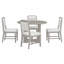 Ensemble de salle à manger rétro 5 pièces avec table ronde à motif de grain de bois et 4 chaises rembourrées-2064664670