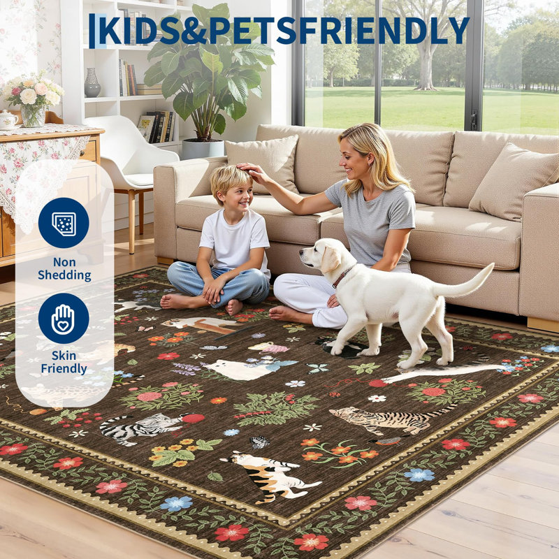 Animal Print Machine Printed Area Rug, Rectangle 160 x 230 cm, Brown
