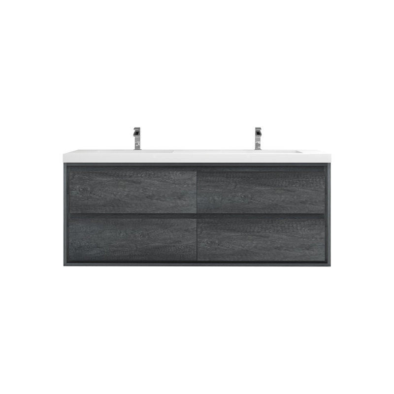 Azden 47" Wall-Mounted Double Bathroom Vanity Set, Smoke Oak