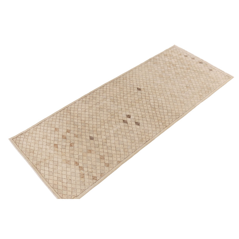 Pasha Wool Geometric Area Rug in Beige/Brown