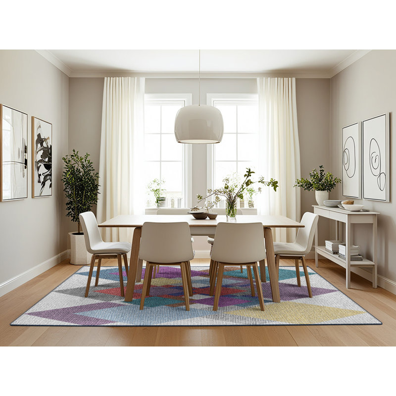 Tapis géométrique gris / rose, Rectangle 7 pi x 10 pi