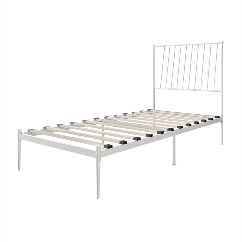 Lit plateforme en métal, Simple, Blanc