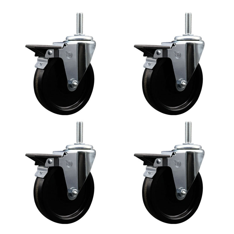 Roue pivotante sur roulettes à tige filetée de 5/8 po avec frein SCC