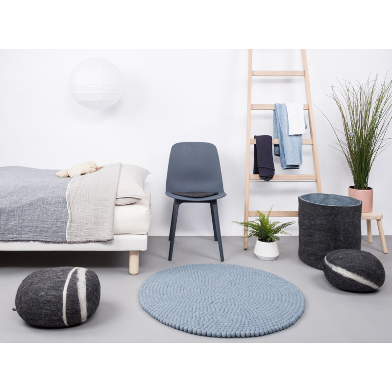 Round Solid Colour Wool Hand Woven Area Rug, Round 120cm