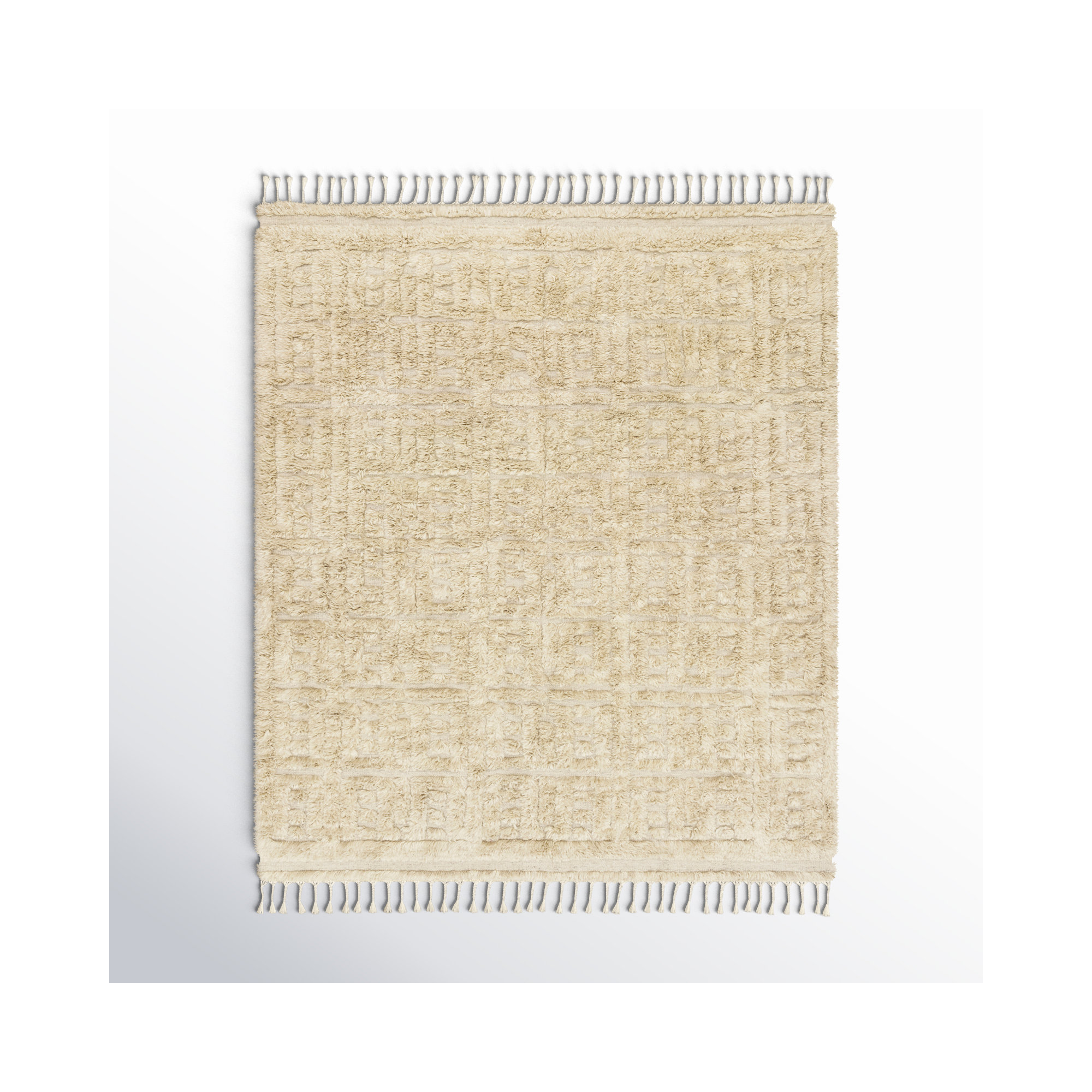 Michaela Handmade Beige Rug, Rectangle 7'9" x 9'9"