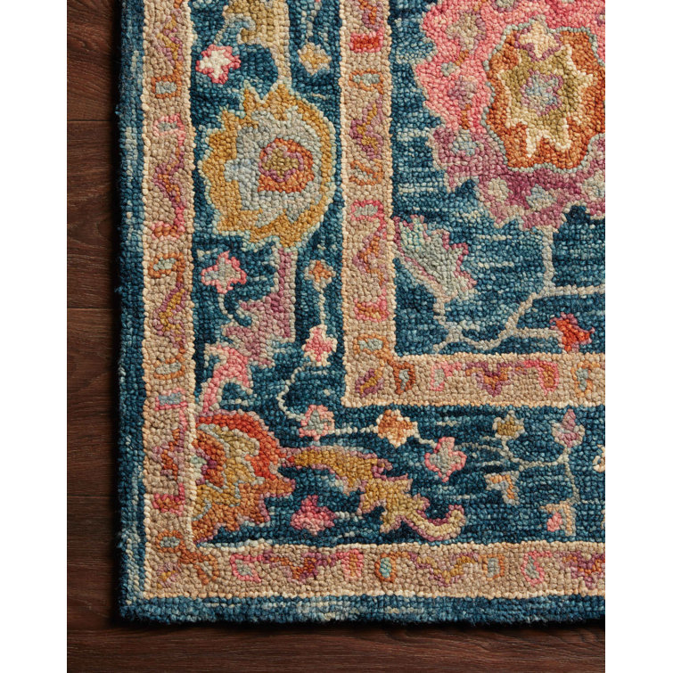 Elmsford Oriental Hand Hooked Wool Blue/Brown Area Rug Birch Lane Rug Size: Rectangle 8'6 x 12