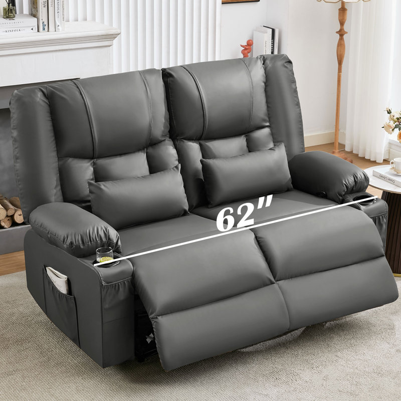 Causeuse inclinable surdimensionnée avec chauffeuse et massage, Gris