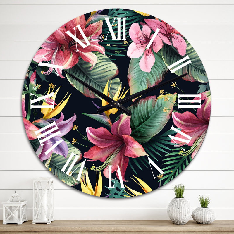 Horloge murale tropicale Dark Red, Grand