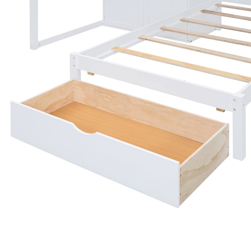 Lit superposé avec tiroirs et garde-robe Space, Blanc