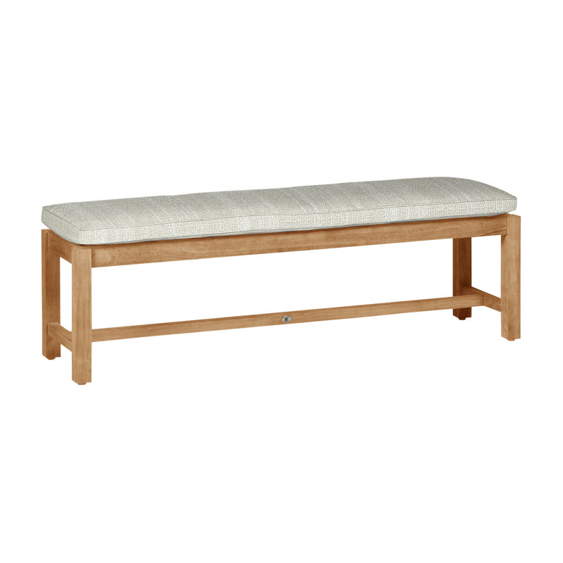 Club Teak Backless Bench - Natural Teak, Welt, Rollo Chambray InsideOut® Linen, Natural Teak