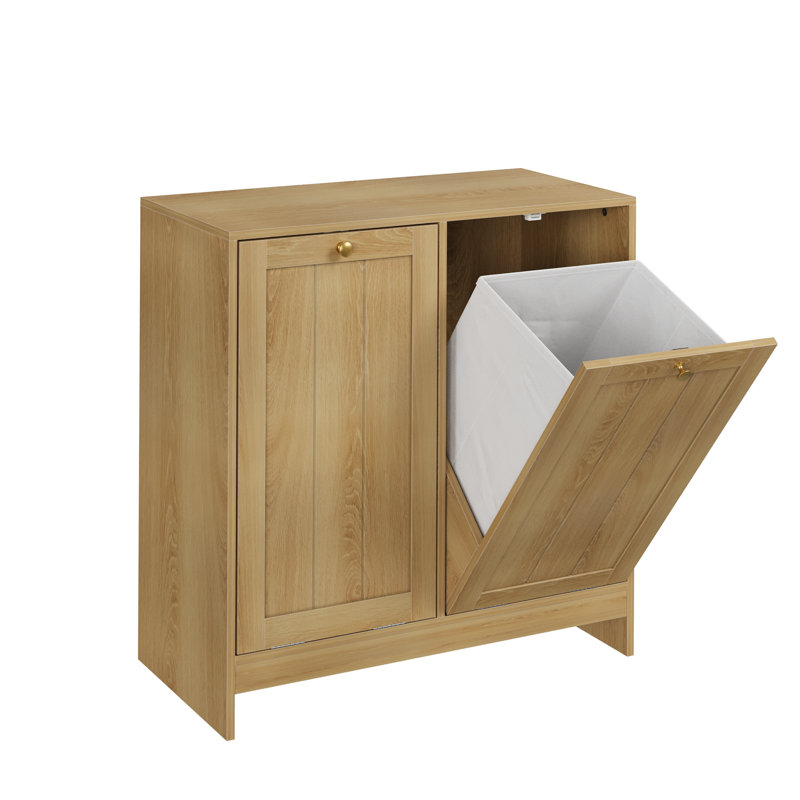 Panier à linge incliné avec panier amovible, panier à linge caché, armoire de rangement pour panier de salle de bain, organisateur de maison autoportant, chêne