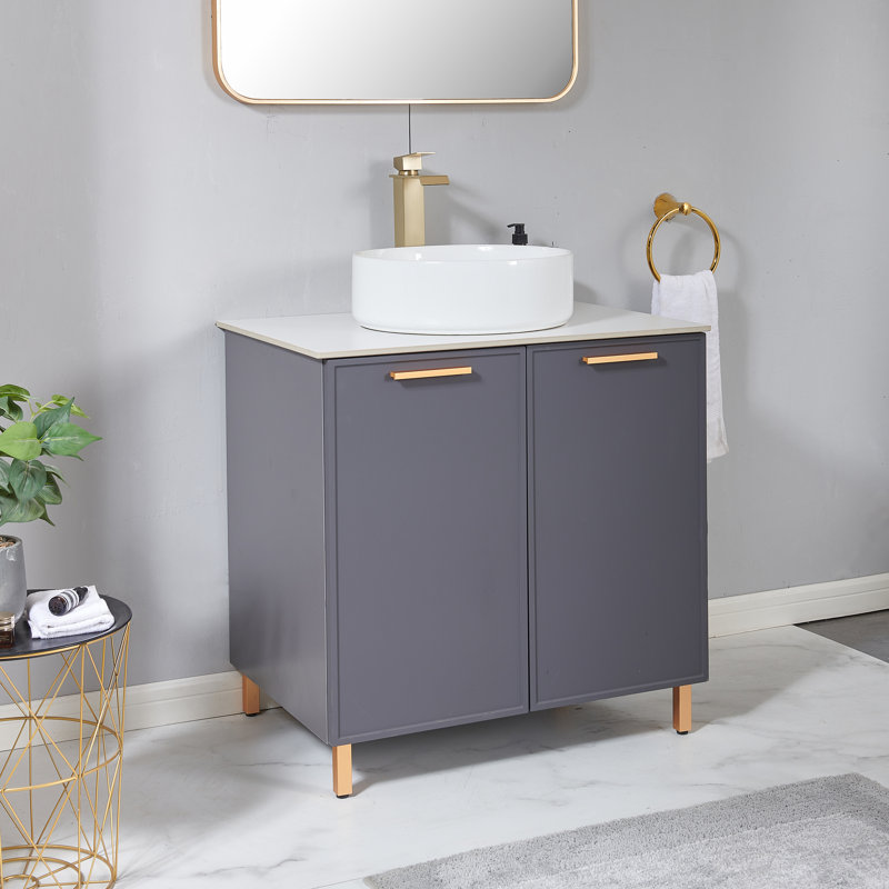 Meuble-lavabo simple vasque moderne 30 po avec lavabo en céramique Gloriane