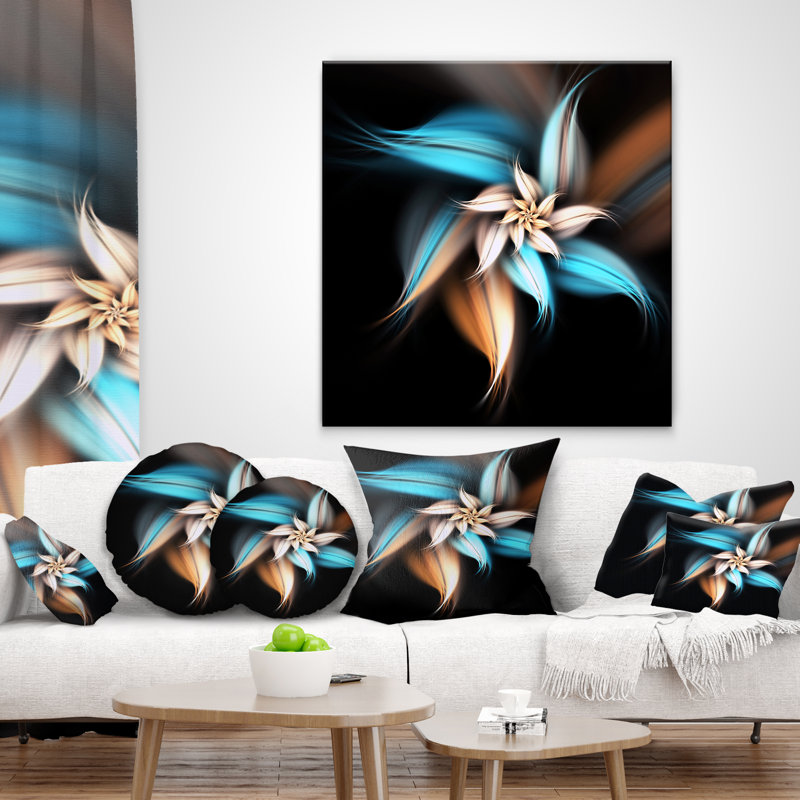 Coussin floral floral digital art, 16 po x 1 po, Coussin décoratif