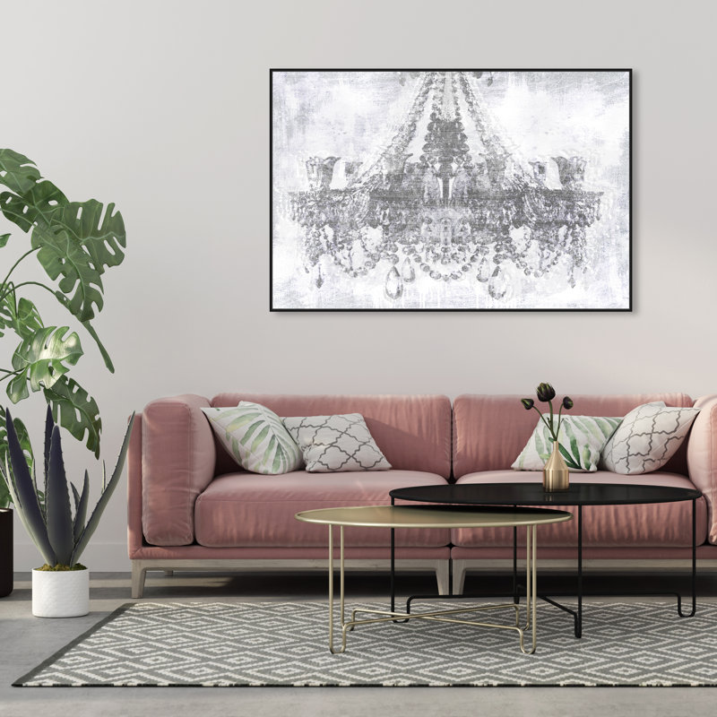 Diamants argentés - Impression sur toile, Cadre noir, H 36 po x l 54 po