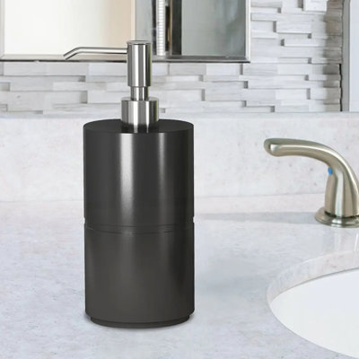 Distributeur de savon liquide en résine noire pour salle de bain et cuisine, durable et polyvalent, élégant et peu encombrant