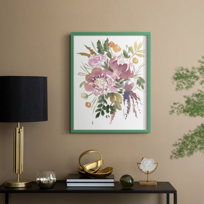 «Spring Fling Bouquet II», reproduction encadrée - bois massif