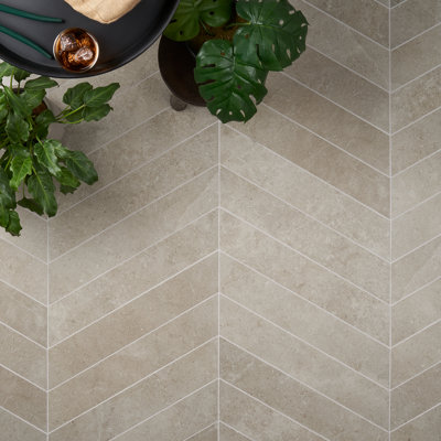 Grava Chevron 3.93 in. x 20.86 in. Matte Porcelain Floor and Wall Tile (6.71 Sq. Ft. / Case)