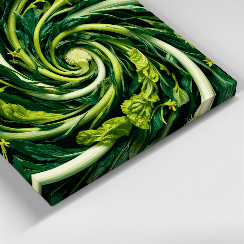 Art mural sur toile vert légumes Choy Sum, H 12 po x l 12 po