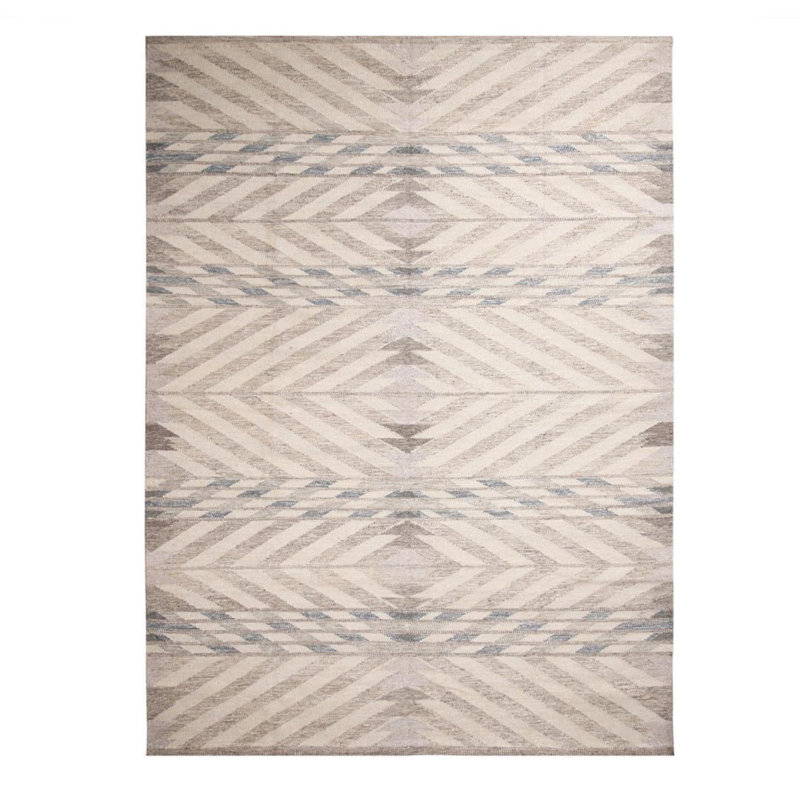 Rug & Kilim’S Scandinavian Inspired Gray And Beige Wool Kilim Rug, Rectangle 6' x 9'