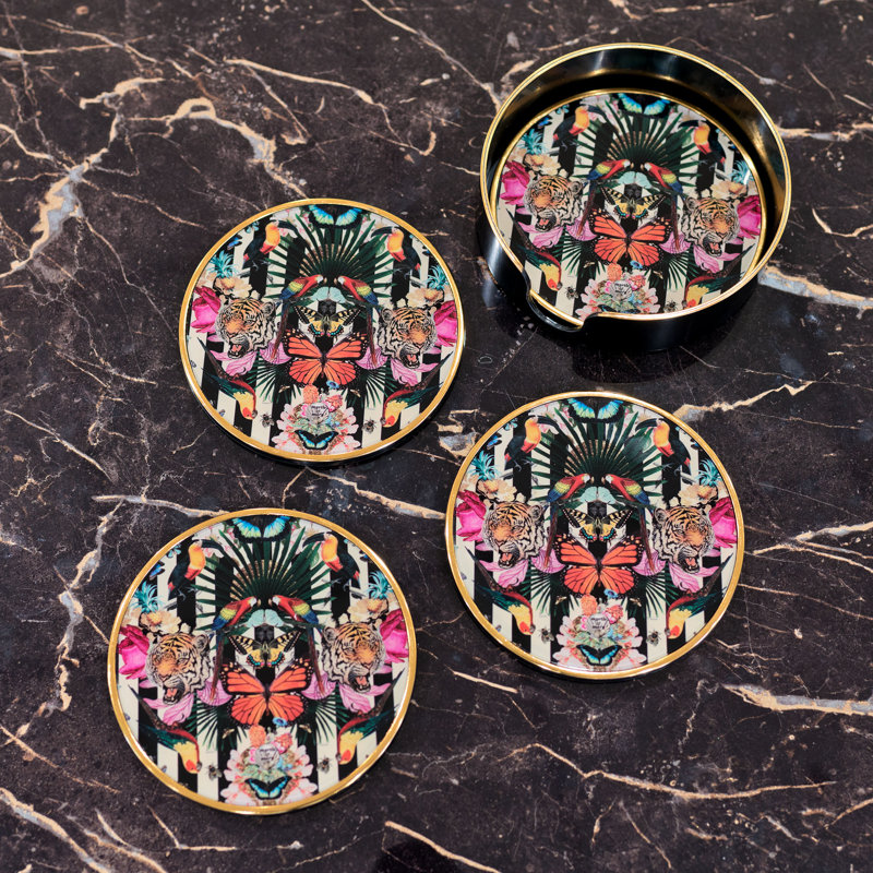 Myrtle & Mary Set of  4 Circular Coasters - PARADISE LOST