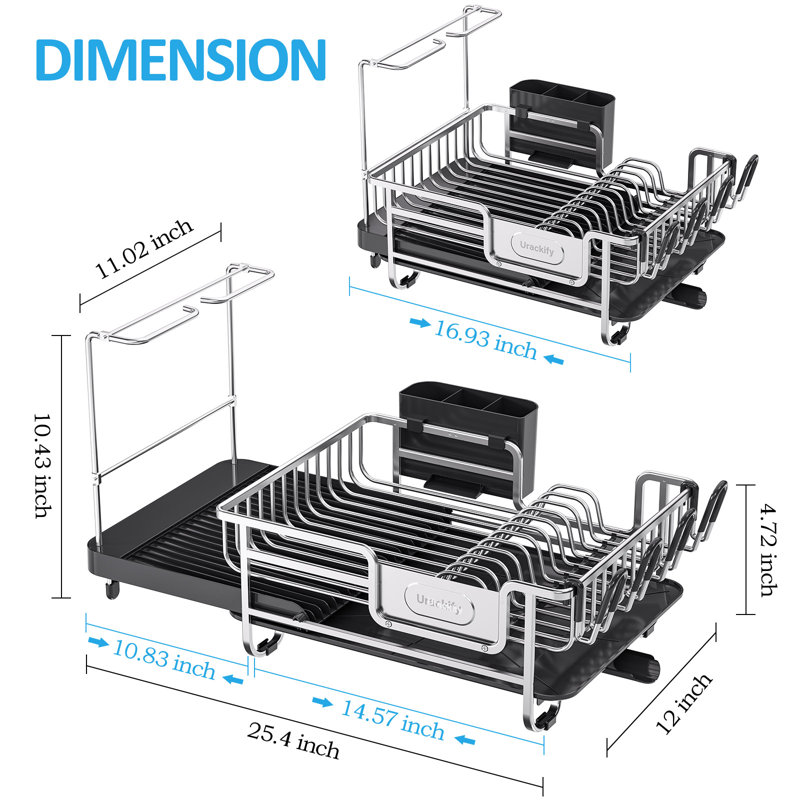 Stainless Steel Kitchen Dish Rack, Adjustable Dish Drying Rack,Plate Rack, Extra Large Capacity Dish Drainer