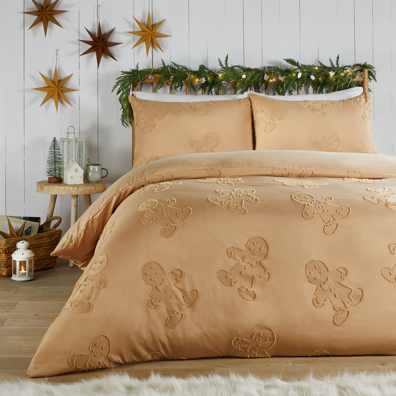 Gingerbread Polyester No Pattern Duvet Cover Set with Pillowcases Included, Kingsize Duvet Cover Set + 2 King Pillowcases