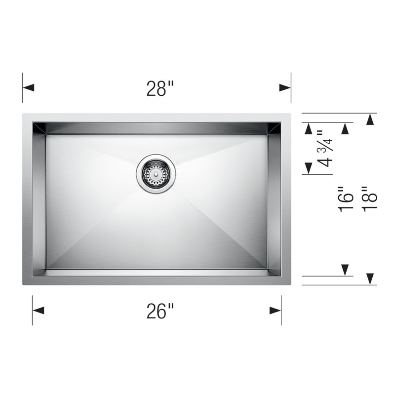 Blanco Quatrus 28" L X 18'' W Single Bowl Stainless Steel Undermount Kitchen Sink