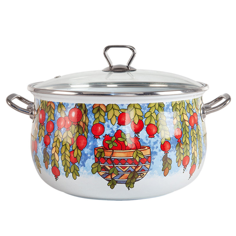 Cocotte profonde avec couvercle en verre 4 pte (3,8 L) Pomegranate Belly, 4 pte