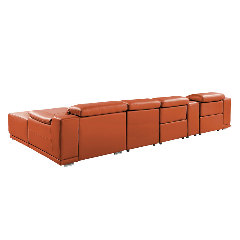 Canapé modulaire 5 pièces DivanItalia Camel, Cuir véritable chameau