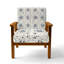 Chaise rembourrée abstraite avec accoudoirs beige et bleu boho mandala-1822516300