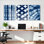 Ensemble de 3 tableaux sur toile à motifs géométriques et tie-dye indigo, pour la décoration du salon, de la chambre ou du bureau.