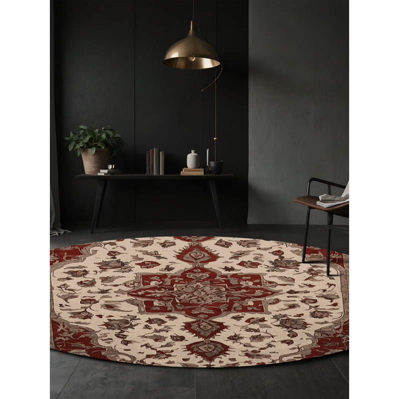 Tapis brun soyeux et moelleux, Rond 6 pi
