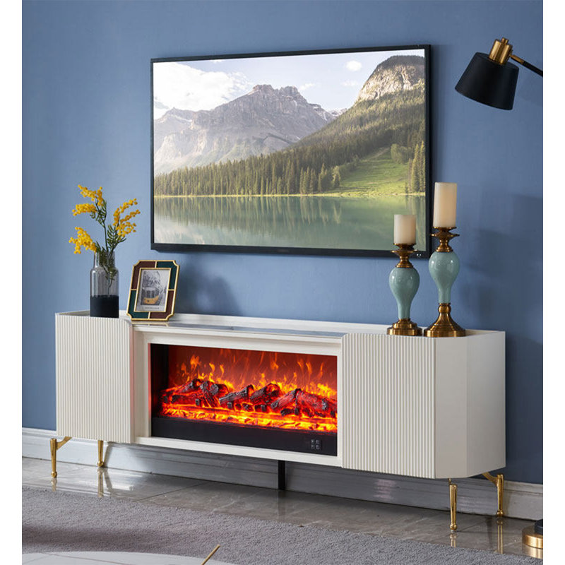 Armoire de cheminée légère en bois massif avec flamme artificielle pour la maison