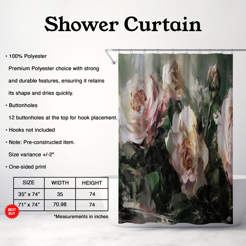 Rideau de douche Foranta, H 74 po x l 71 po