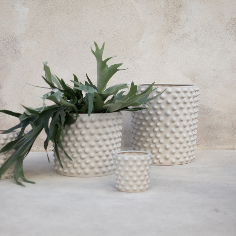 Cloudy Ceramic Pot Planter, 5.12" H x 5.91" W x 5.91" D, Gray Beige