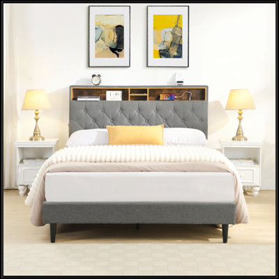 Grand lit plateforme tapissier