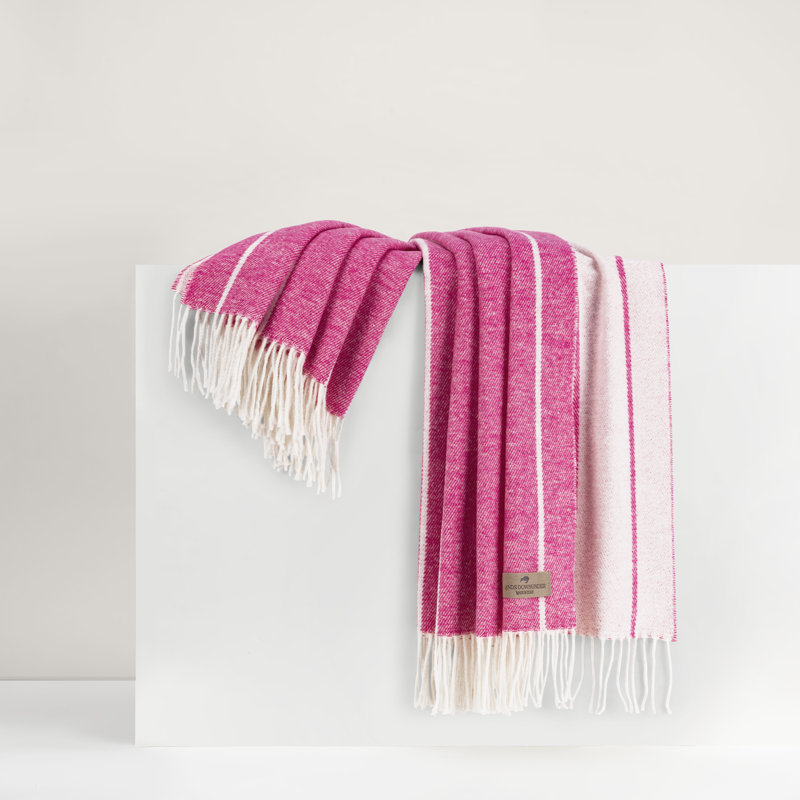 Crystal Blue Fiji Stripe Throw, Pink Striped
