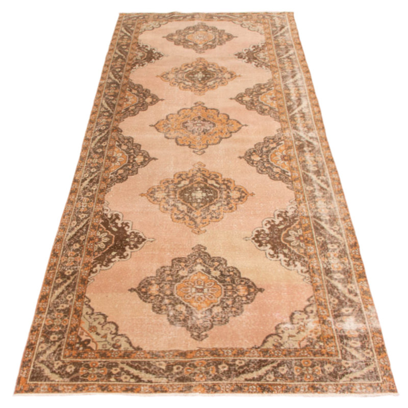 Tapis de couloir unique en laine noué à la main style années 1990 de 4 pi 9 po x 13 pi 2 po Monterrio