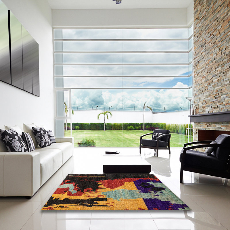 Tapis abstrait moderne 4258, Carré 8 pi