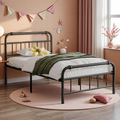 Mariah King Size Metal Bed Frame, 40" Tall Headboard & 14" Platform Height, Heavy-Duty Steel, Industrial Style, Squeak-Free, Under Bed Storage, No Box Spring Required