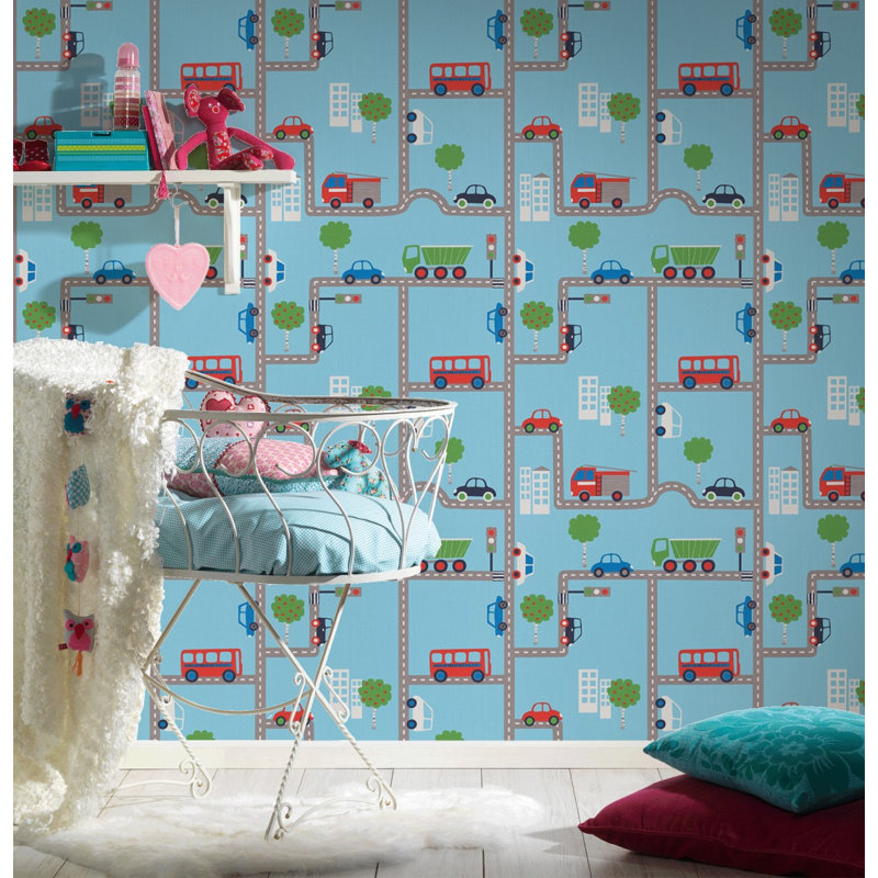Boys and Girls 10.1m x 53cm Wallpaper, Blue/Multicoloured