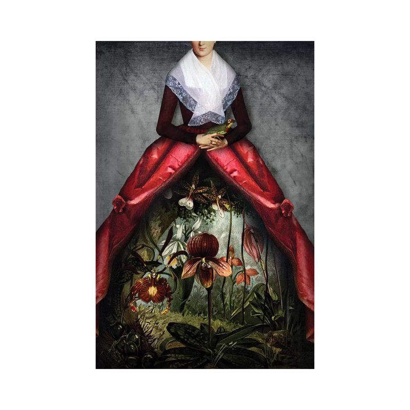 «Her Garden» par Catrin Welz-Stein - impression d'art graphique, H 12 po x l 8 po x P 0,75 po, Toile tendue, Pas de tapis