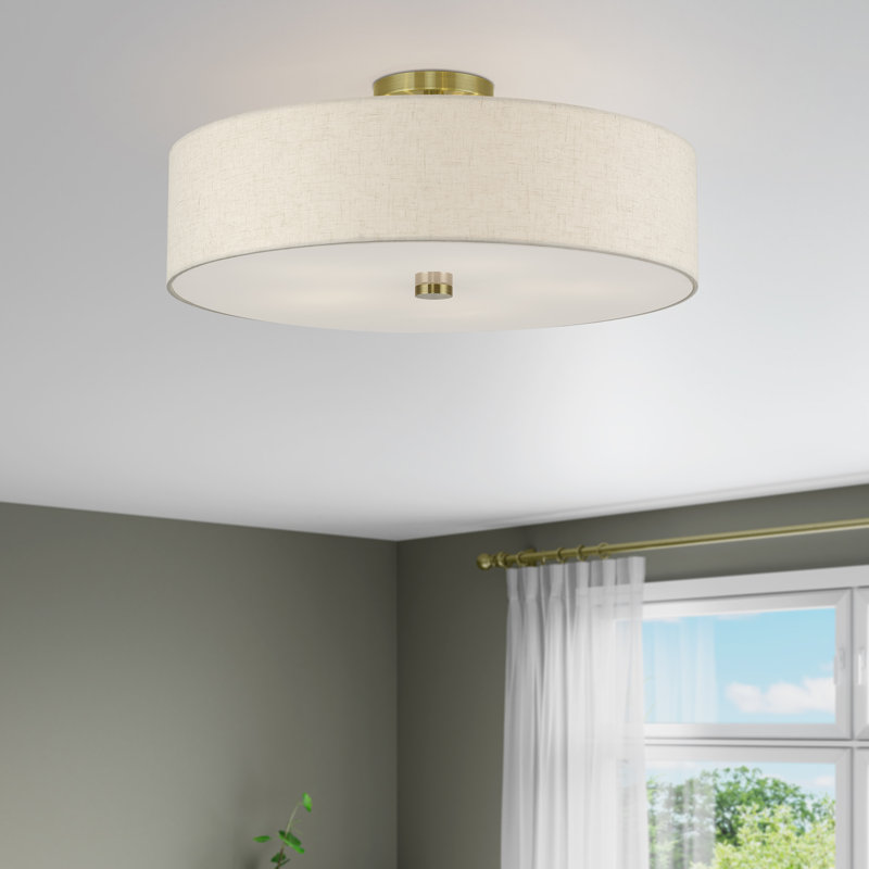 Très grand semi-encastré Acree 5 lumières laiton antique, H 9 po x l 22 po x P 22 po, 5 lumières 
