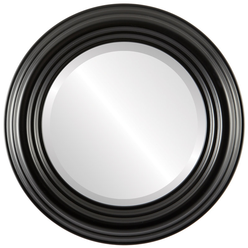 Miroir décoratif rond encadré Worksop, H 31 po x l 31 po, Noir mat